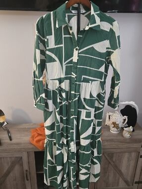 Zara | Dresses | Zara Green Leaf Print Long Sleeve Mini Dress | Poshmark